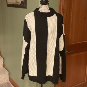Topshop Monochrome Striped Sweater, Size M